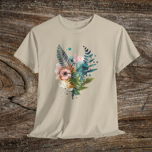 Vintage Watercolour  Floral TShirt — Botanical Graphic T-Shirt