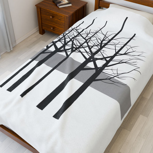 Abstract Tree Blanket — Neutral Minimalist Cozy Throw