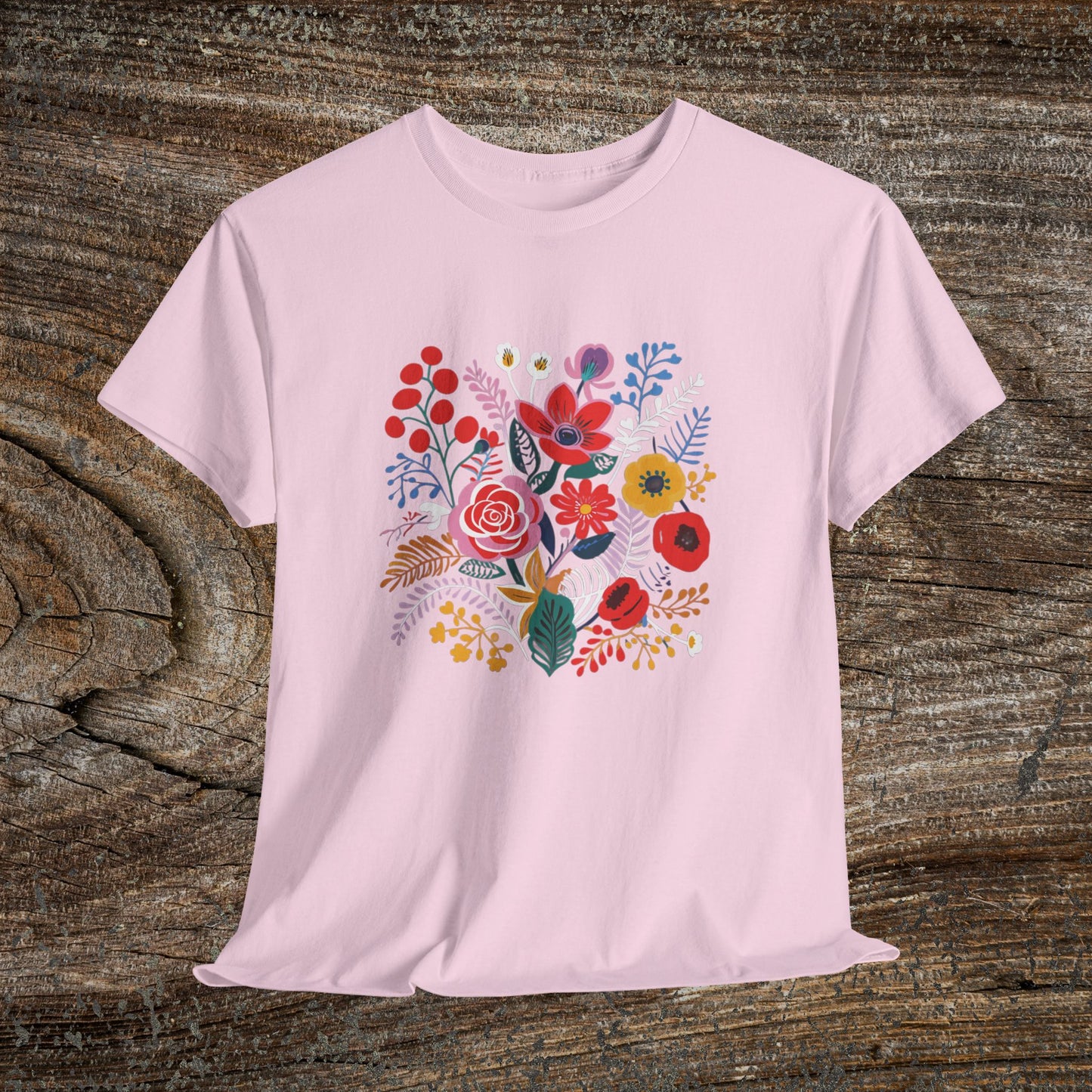 Retro Vibrant Botanical Flower T-Shirt — Nature Lover Gift