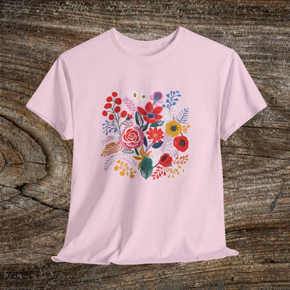 Retro Vibrant Botanical Flower T-Shirt — Nature Lover Gift