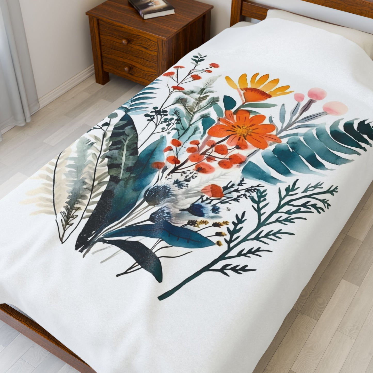Watercolour Botanical Blanket — Soft Floral Abstract Throw
