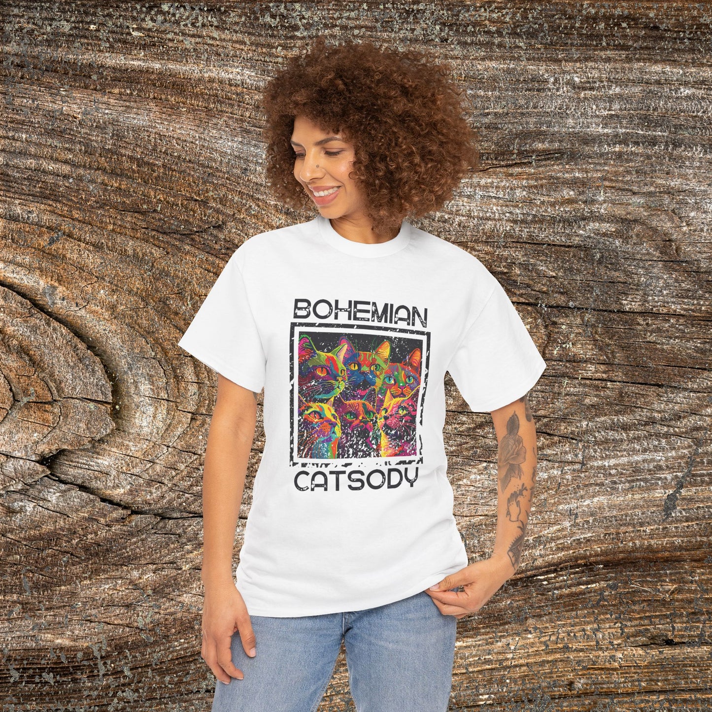 Retro Bohemian Catsody T-Shirt — Funny Vintage Cat Graphic Tee