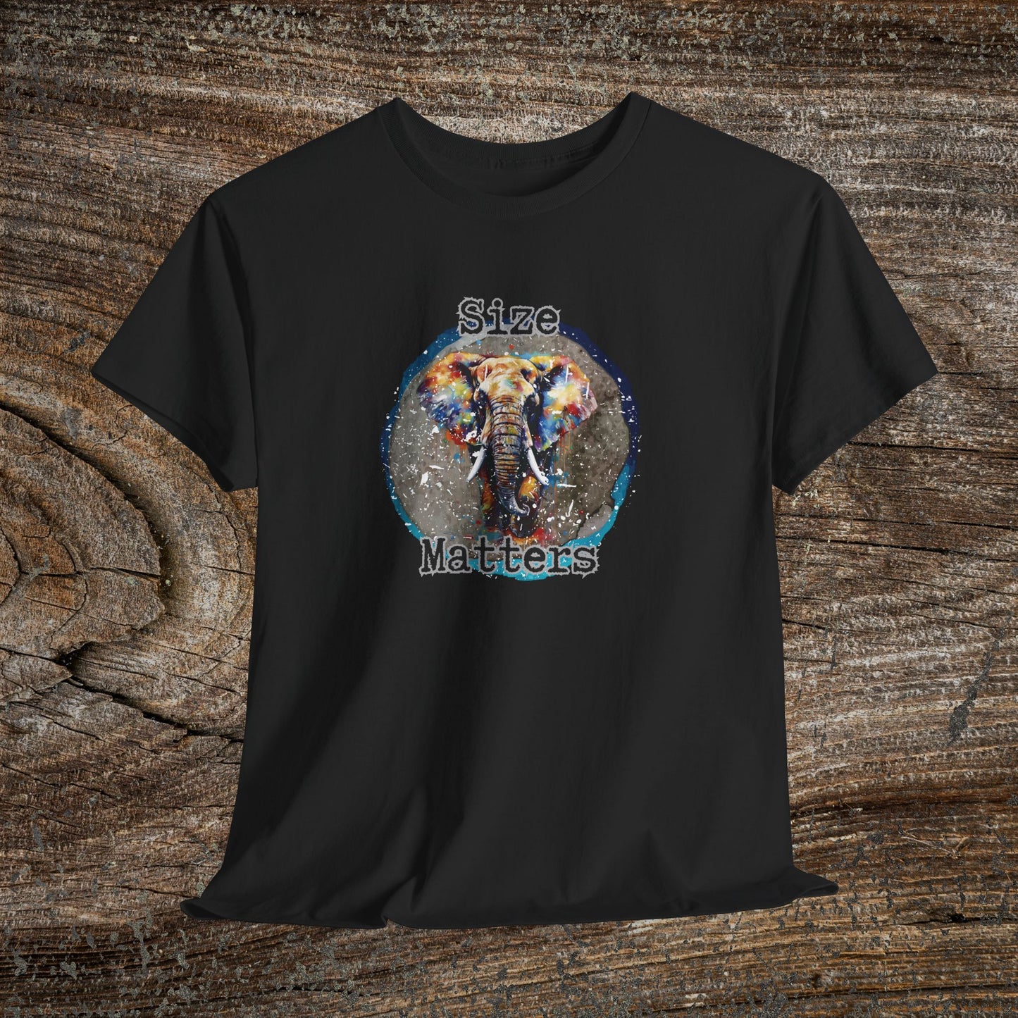 Grunge 'Size Matters' Elephant T-Shirt — Vintage Elephant Graphic Tee