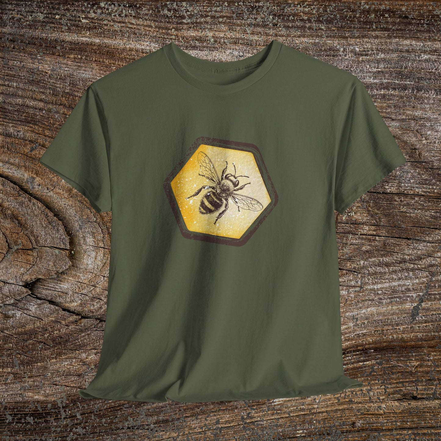 Grunge Honey Bee T-Shirt — Retro Honeycomb Bee Gift Tee