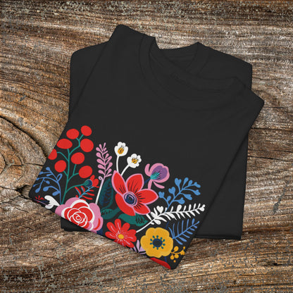 Retro Vibrant Botanical Flower T-Shirt — Nature Lover Gift