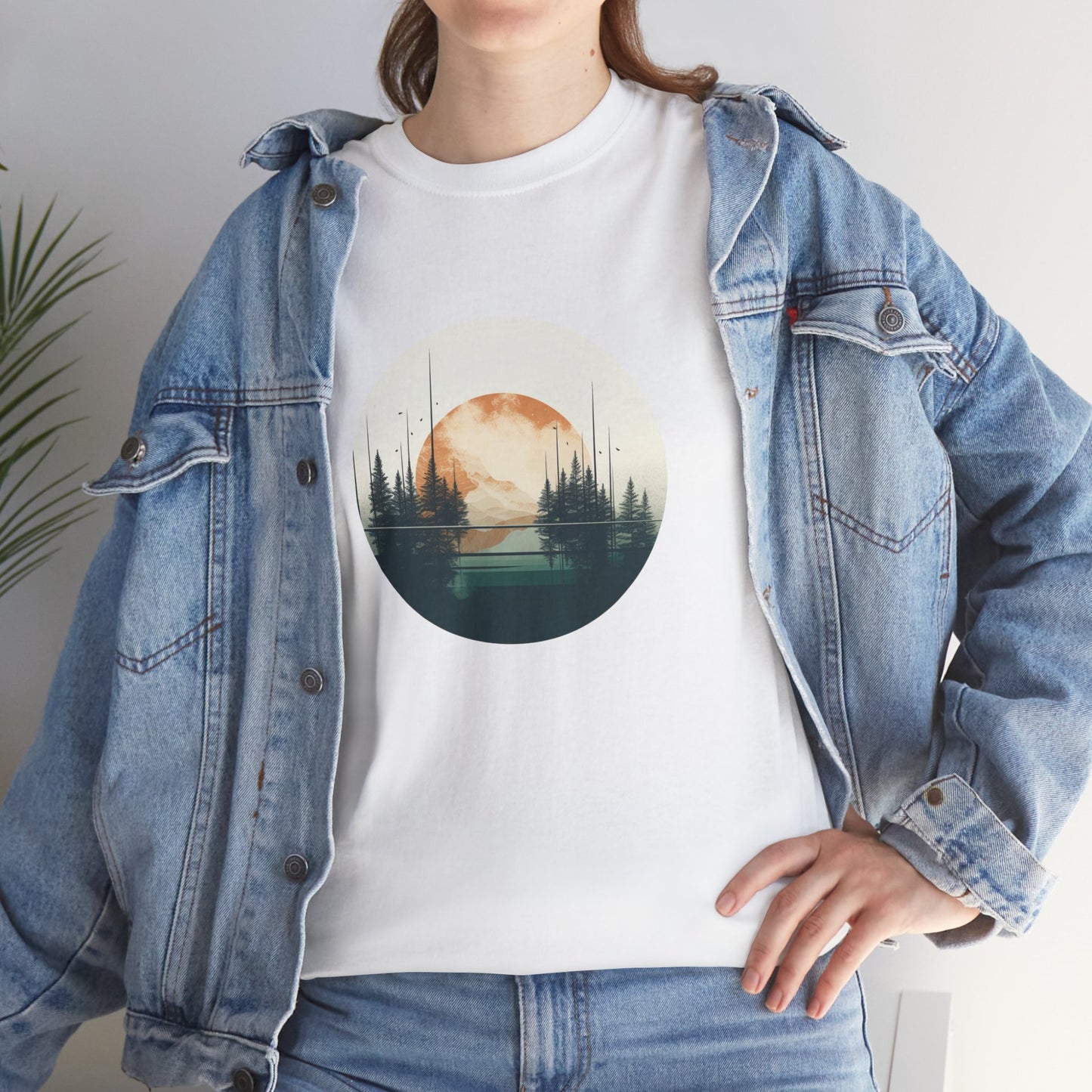 Retro Boho Mountain T-Shirt — Abstract Mountain Landscape, Nature Lover Gift