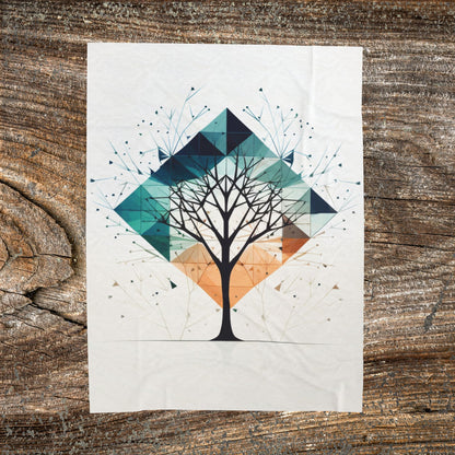 Abstract Tree Blanket — Neutral Minimalist Throw