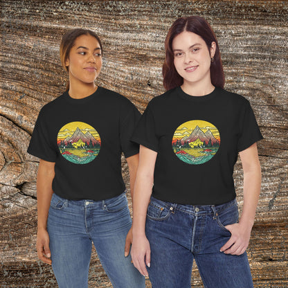 Retro Vintage Mountain Landscape TShirt - Nature Lover Gift