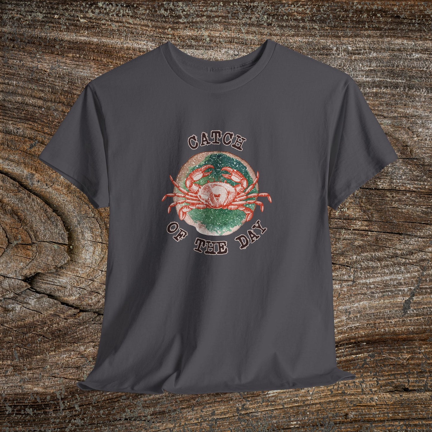 Grunge Retro Crab T-Shirt - 'Catch of the Day' - Grunge Fishing Shirt
