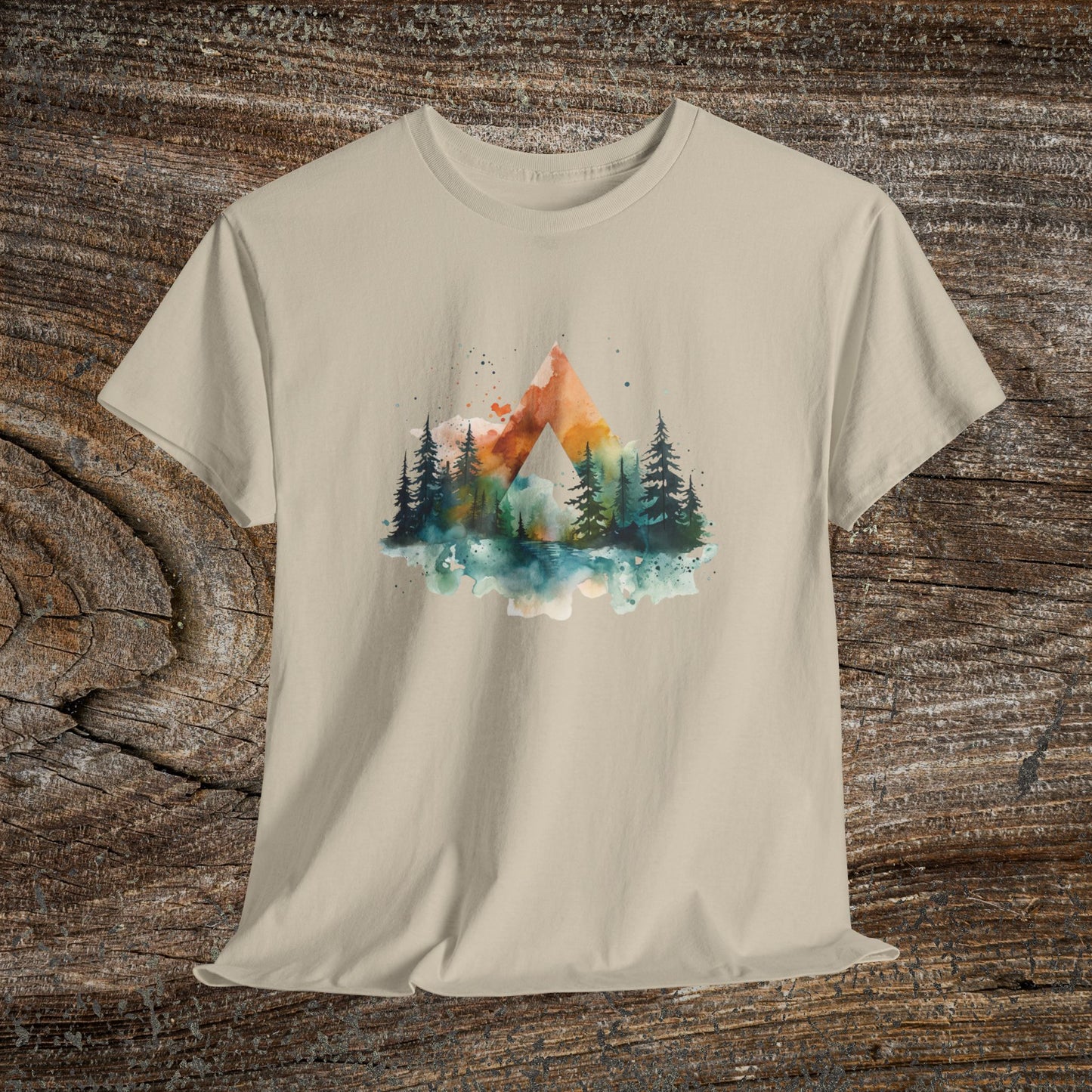 Watercolour Mountain Landscape TShirt - Nature Lover Gift