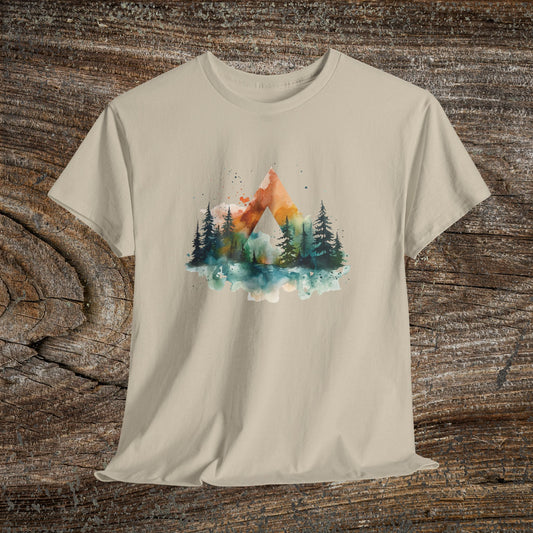 Watercolour Mountain Landscape TShirt - Nature Lover Gift