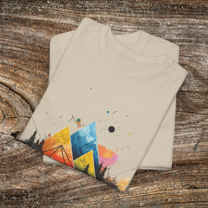 Vibrant Retro Mountain Abstract TShirt - Nature Lover Mountain Landscape Shirt
