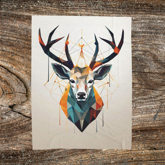 Deer Geometric Velveteen Plush Blanket — Abstract Throw