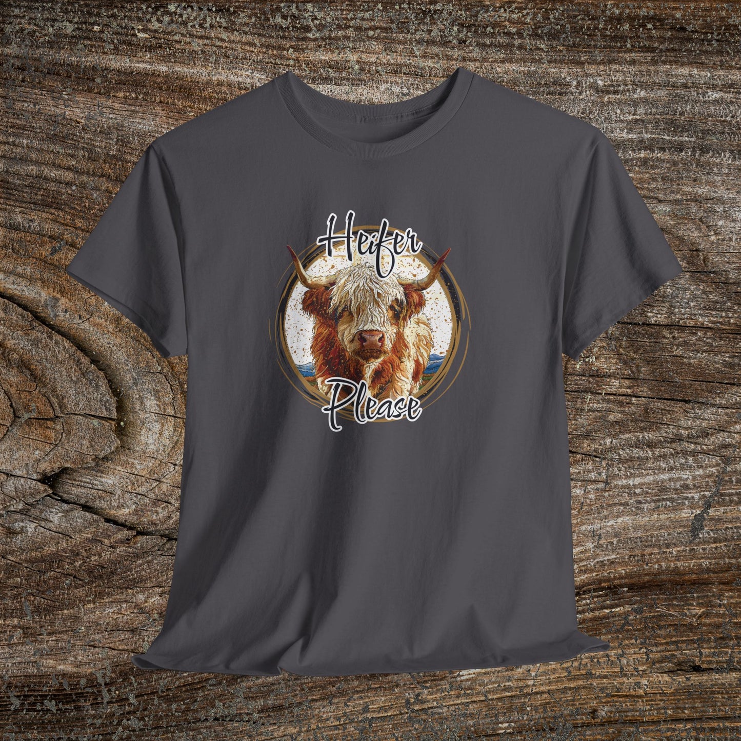 Heifer Please Retro Grunge Cow T-Shirt — Boho Funny Farm Animal Tee