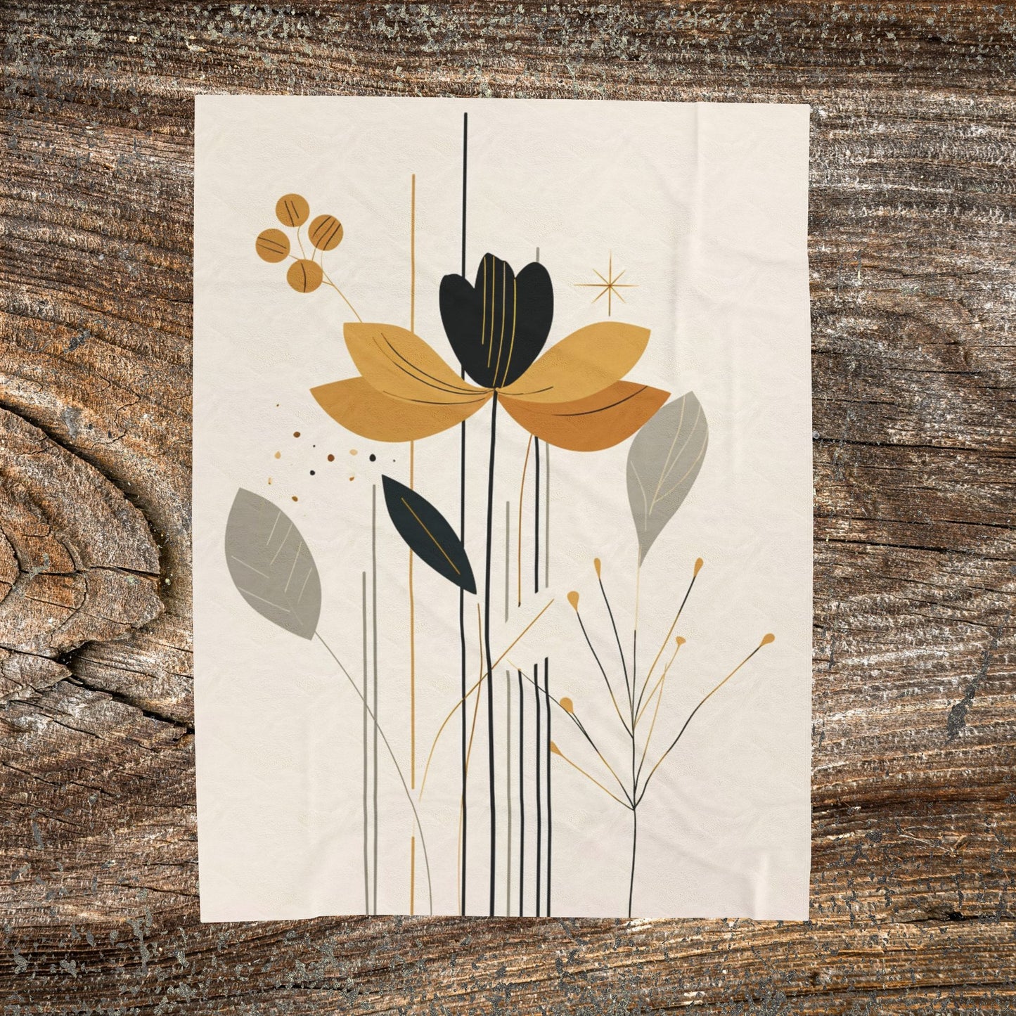 Retro Boho Flower Blanket — Cozy Abstract Throw