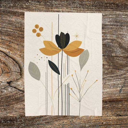 Retro Boho Flower Blanket — Cozy Abstract Throw