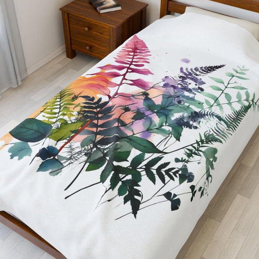 Watercolour Botanical Blanket — Soft Floral Abstract Throw