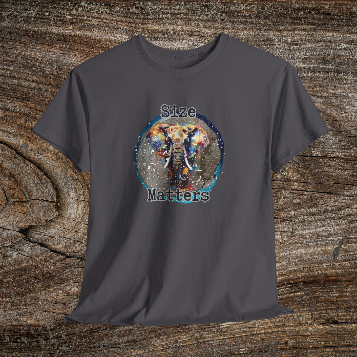 Grunge 'Size Matters' Elephant T-Shirt — Vintage Elephant Graphic Tee