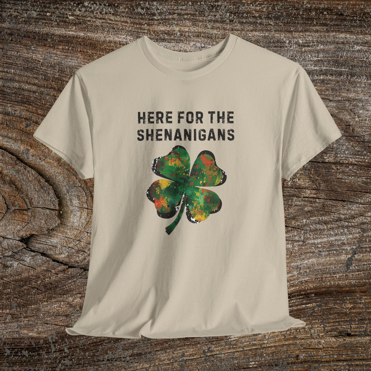 Grunge Clover 'Here For The Shenanigans' St. Patrick's Day Tee
