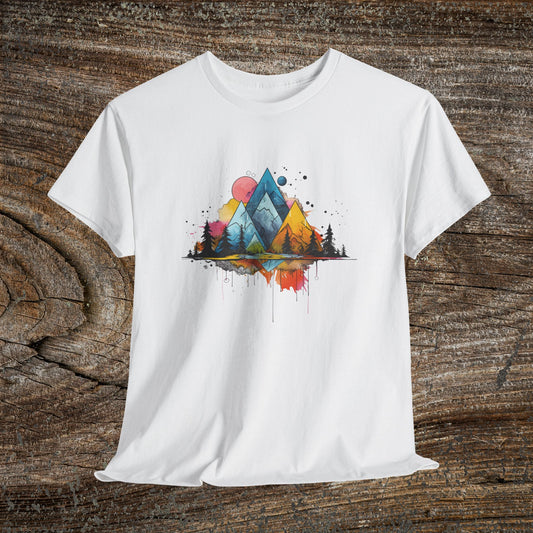 Retro Mountain Abstract TShirt - Trendy Mountain Landscape Shirt