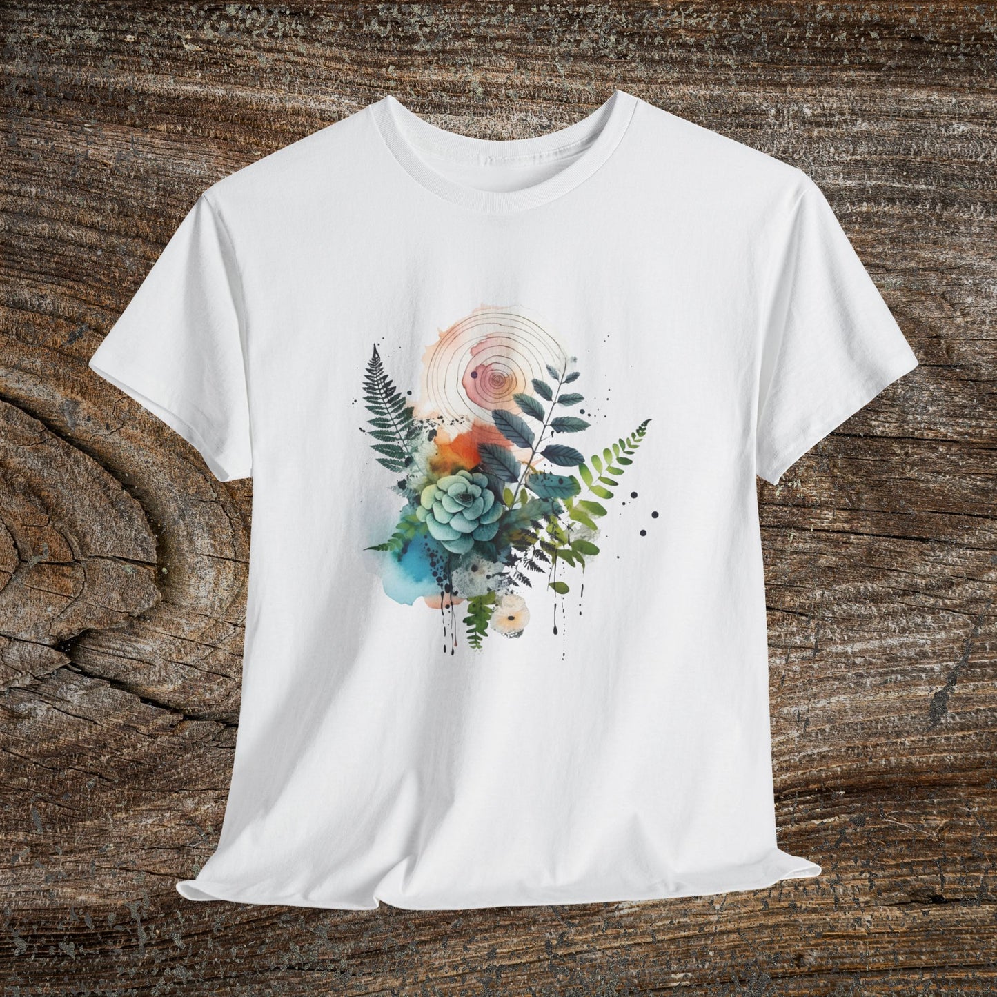 Vintage Watercolour  Floral TShirt — Botanical Graphic T-Shirt