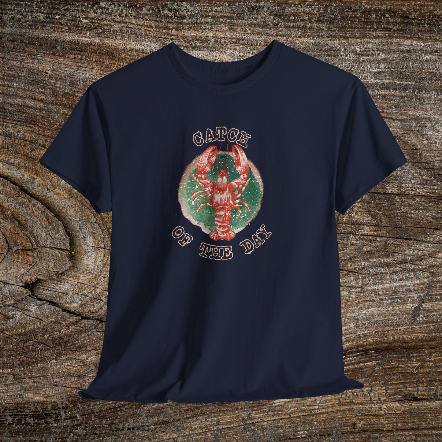 Retro Lobster TShirt - 'Catch of the Day' - Grunge Fishing Shirt
