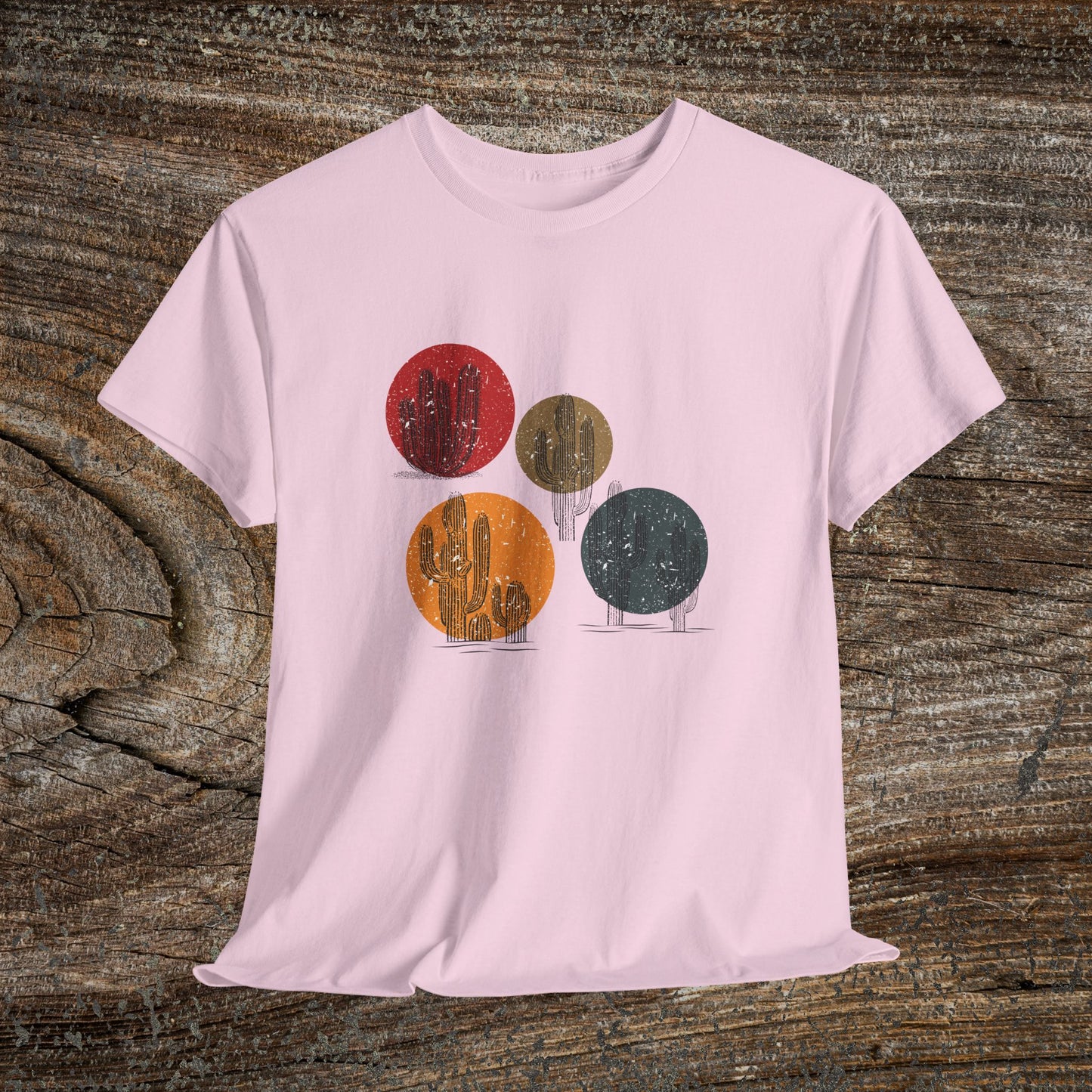 Retro Boho Cactus T-Shirt — Abstract Desert Tee