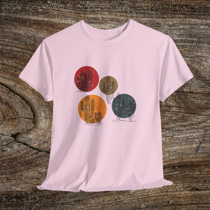 Retro Boho Cactus T-Shirt — Abstract Desert Tee