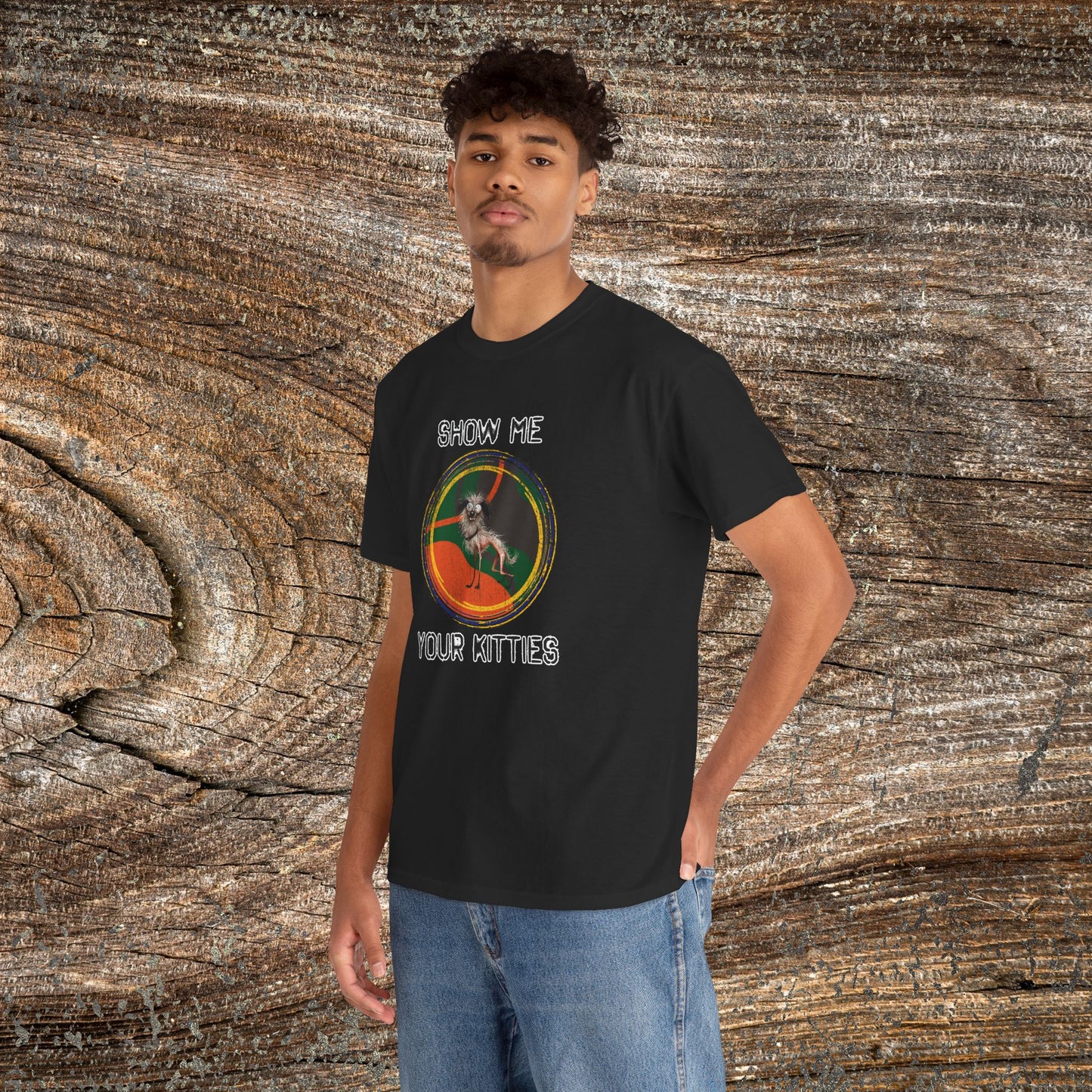 Funny Grunge Cat Quote TShirt - Ugly Dog "Show Me Your Kitties"