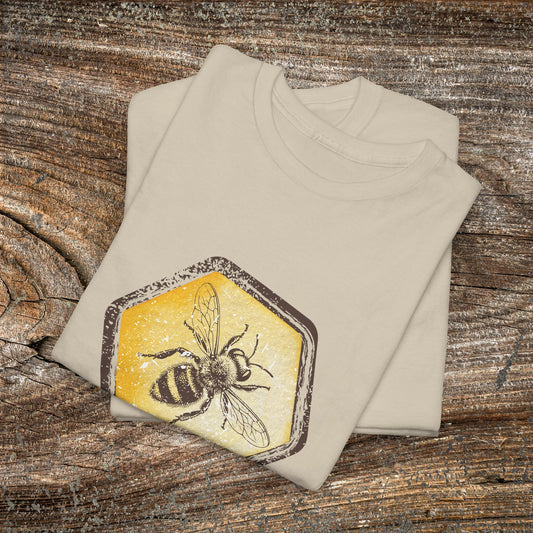 Grunge Honey Bee T-Shirt — Retro Honeycomb Bee Gift Tee