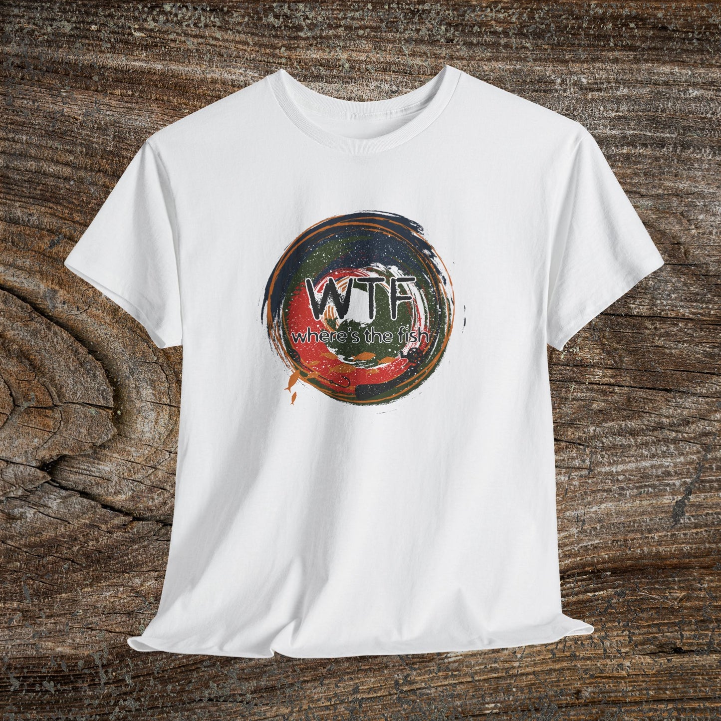 Retro Grunge Fishing TShirt - W.T.F Where's The Fish