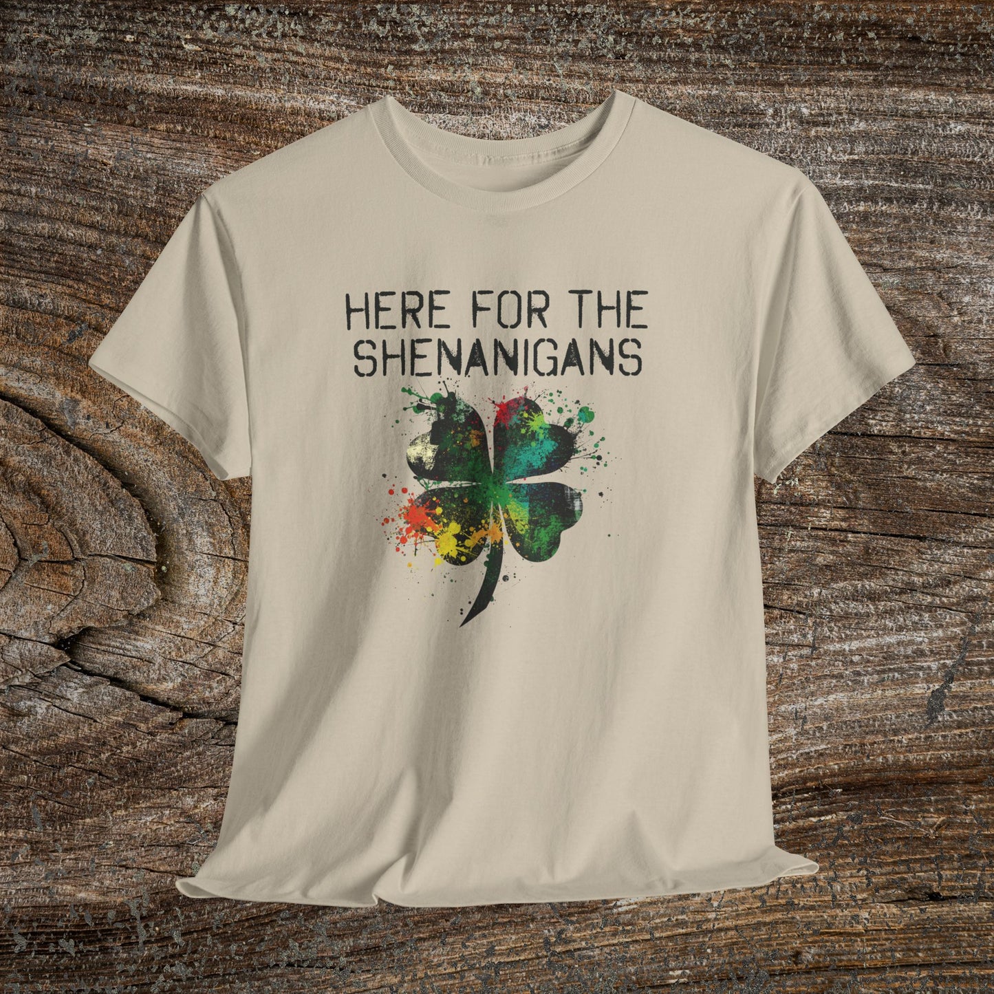 Grunge Clover 'Here For The Shenanigans' St. Patrick's Day Tee