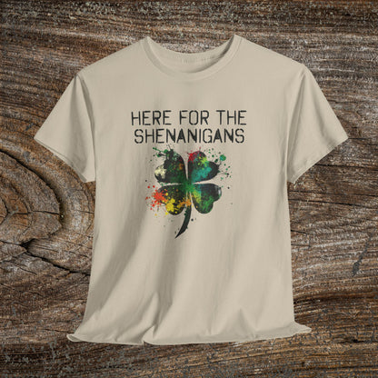 Grunge Clover 'Here For The Shenanigans' St. Patrick's Day Tee