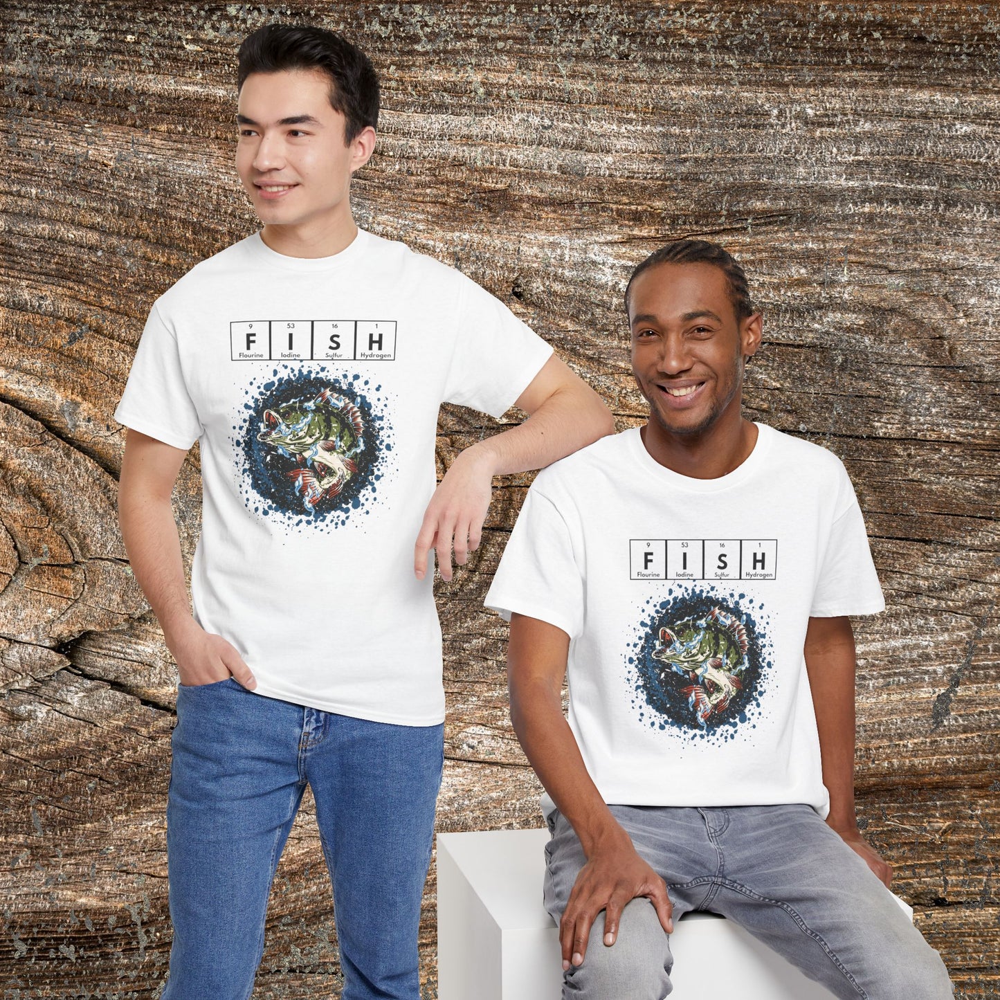 Grunge Bass Fish T-Shirt — Fishing Gift Tee