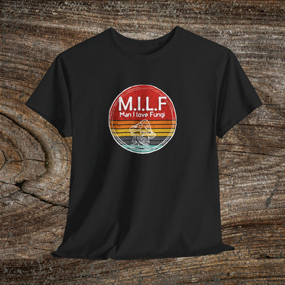 Funny Retro Grunge Mushroom T-Shirt — "M.I.L.F. Man I Love Fungi"