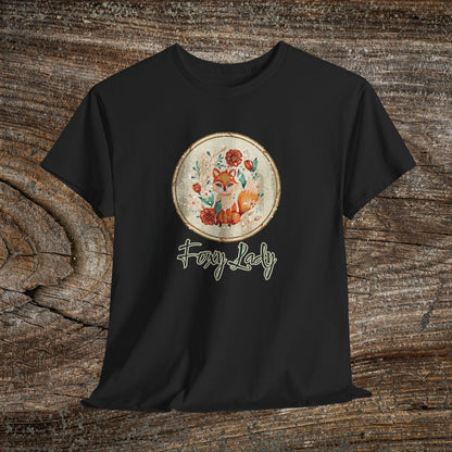 Foxy Lady Vintage Folk Art T-Shirt — "Foxy Lady" Fox Lover Gift
