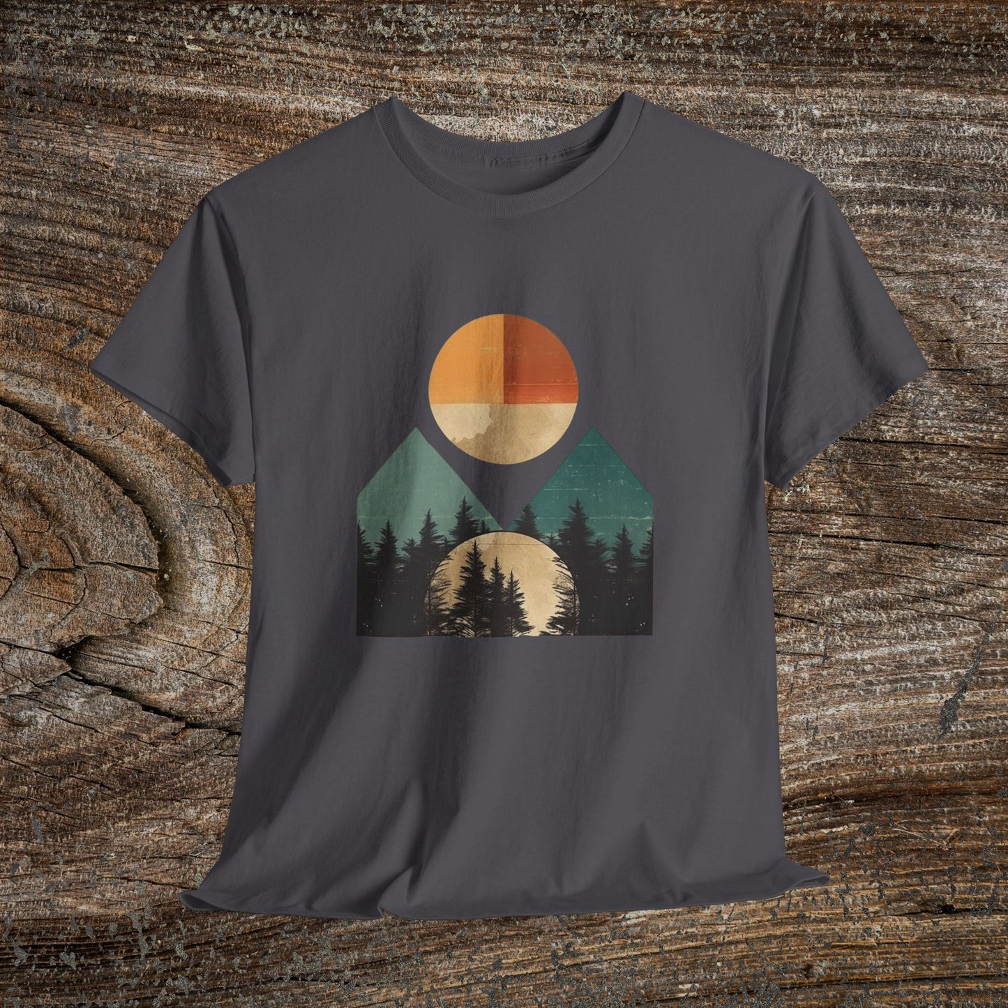 Boho Mountain T-Shirt — Vintage Abstract Mountain Landscape Tee