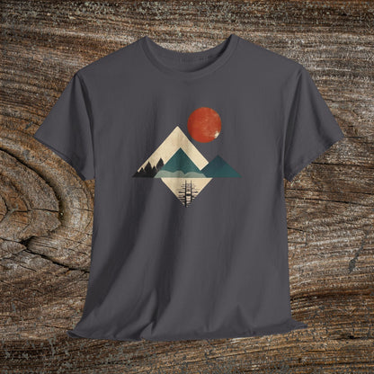 Boho Mountain T-Shirt — Vintage Abstract Mountain Landscape Tee