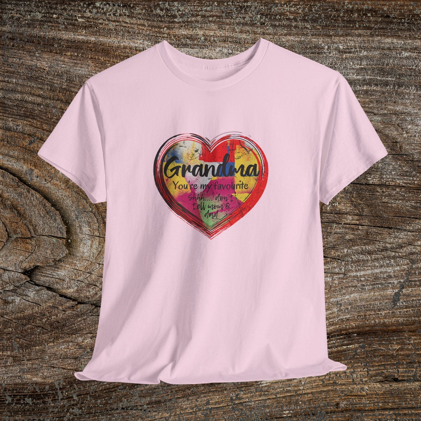 Retro Grandma Heart - "Grandma You're My Favourite Shhh Don't Tell Mom & Dad"