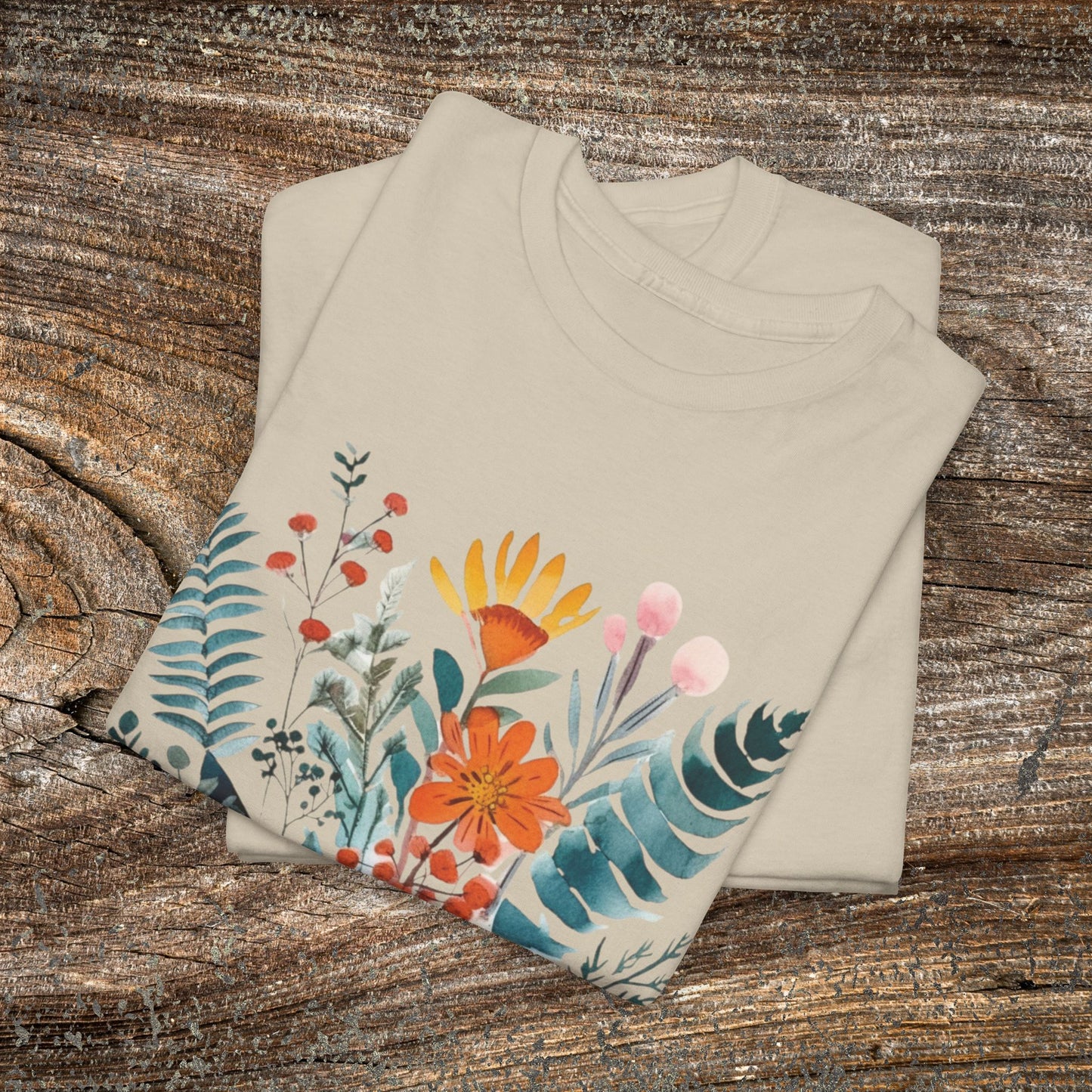 Vintage Watercolour  Floral TShirt — Botanical Graphic T-Shirt