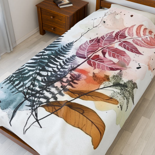 Watercolour Botanical Blanket — Soft Floral Abstract Throw