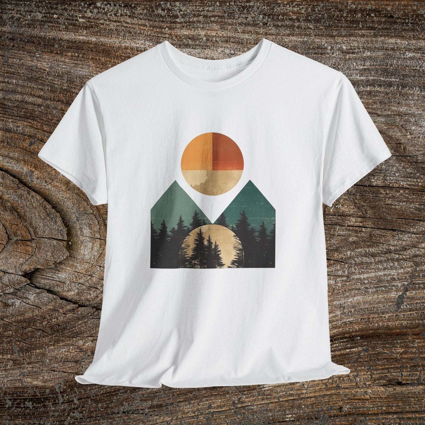 Boho Mountain T-Shirt — Vintage Abstract Mountain Landscape Tee