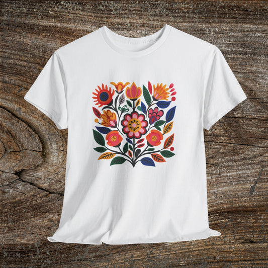 Retro Vibrant Botanical Flower T-Shirt — Nature Lover Gift