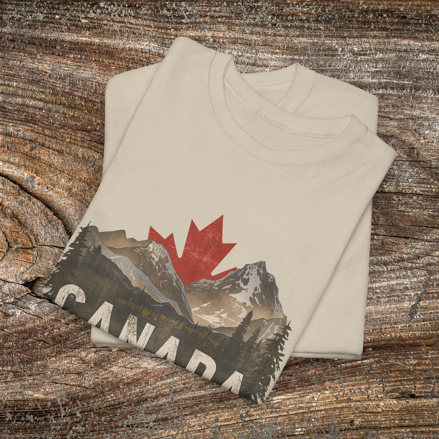Rustic Canadian Landscape T-Shirt — Distressed Canada Tee