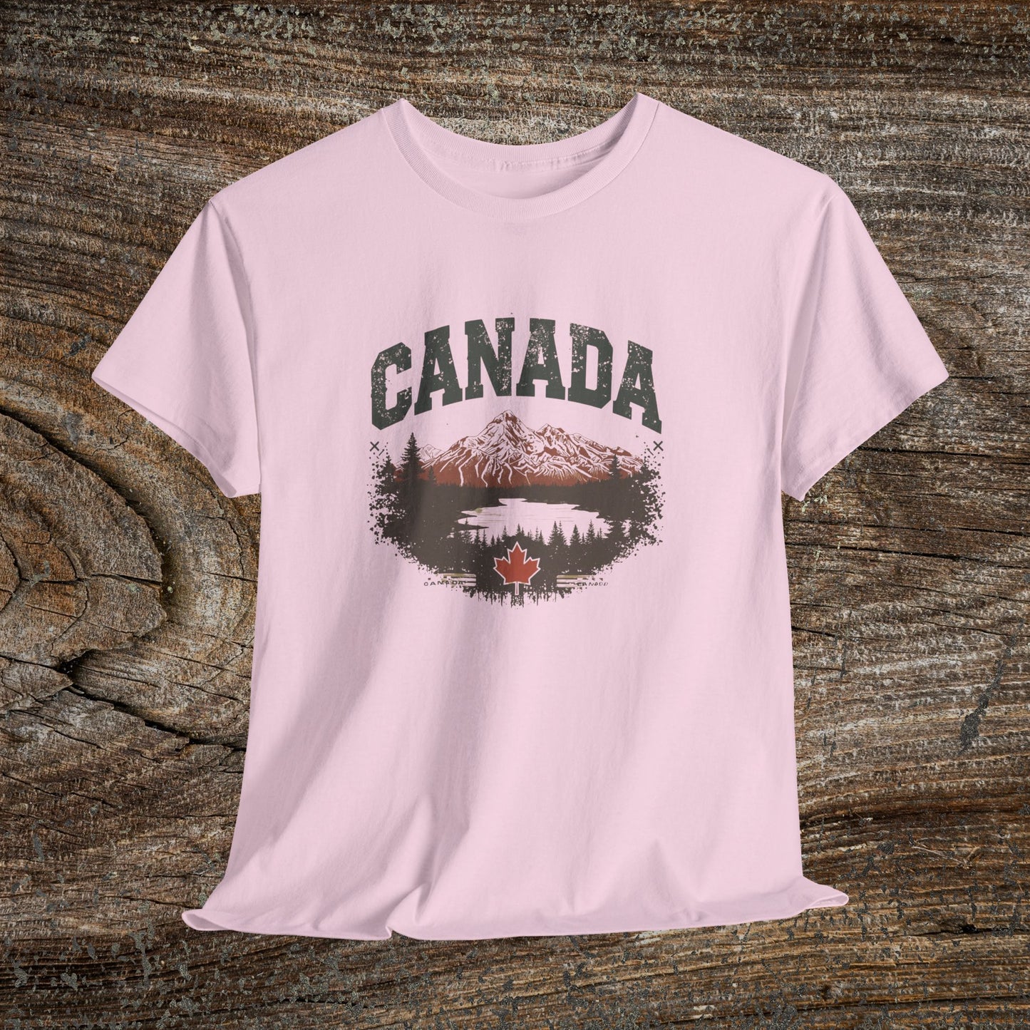 Rustic Canadian Landscape T-Shirt — Distressed Canada Tee