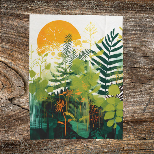 Botanical Abstract Blanket — Soft Floral Throw