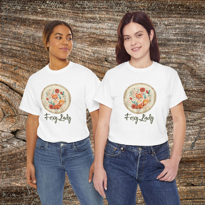 Foxy Lady Vintage Folk Art T-Shirt — "Foxy Lady" Fox Lover Gift