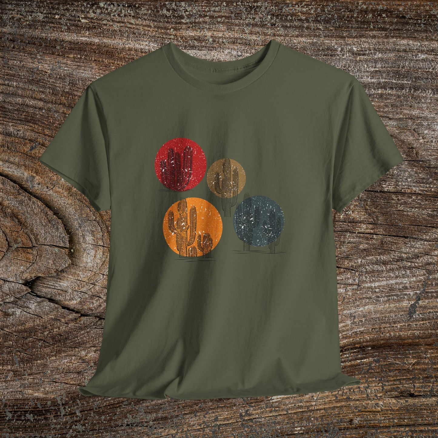 Retro Boho Cactus T-Shirt — Abstract Desert Tee