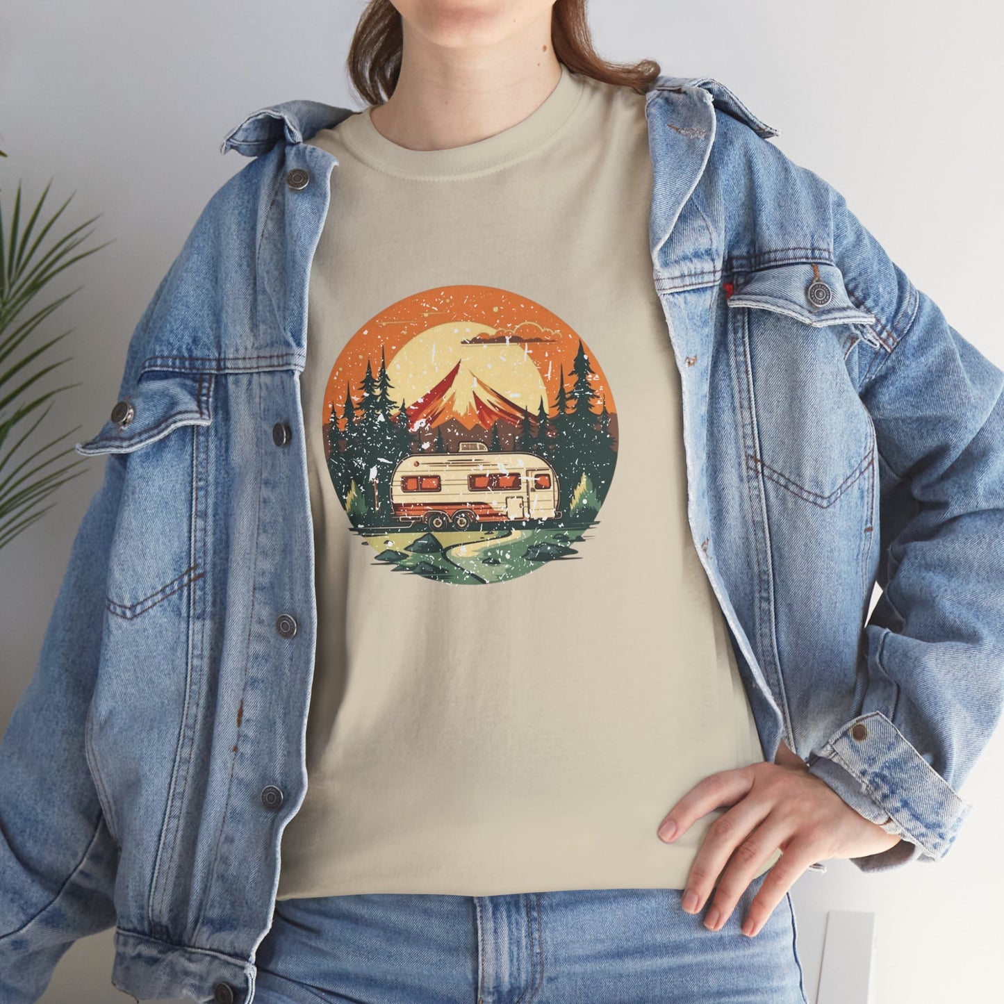 Camping Sunset T-Shirt — Retro Mountain Camper Tee