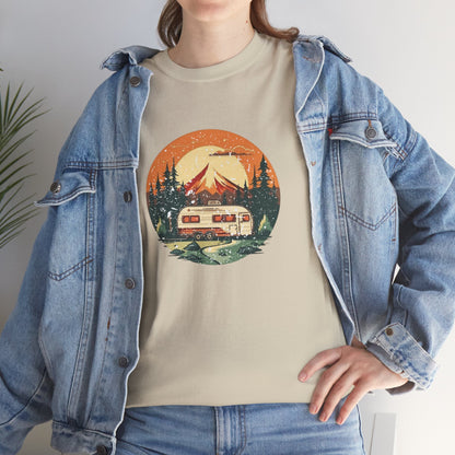 Camping Sunset T-Shirt — Retro Mountain Camper Tee